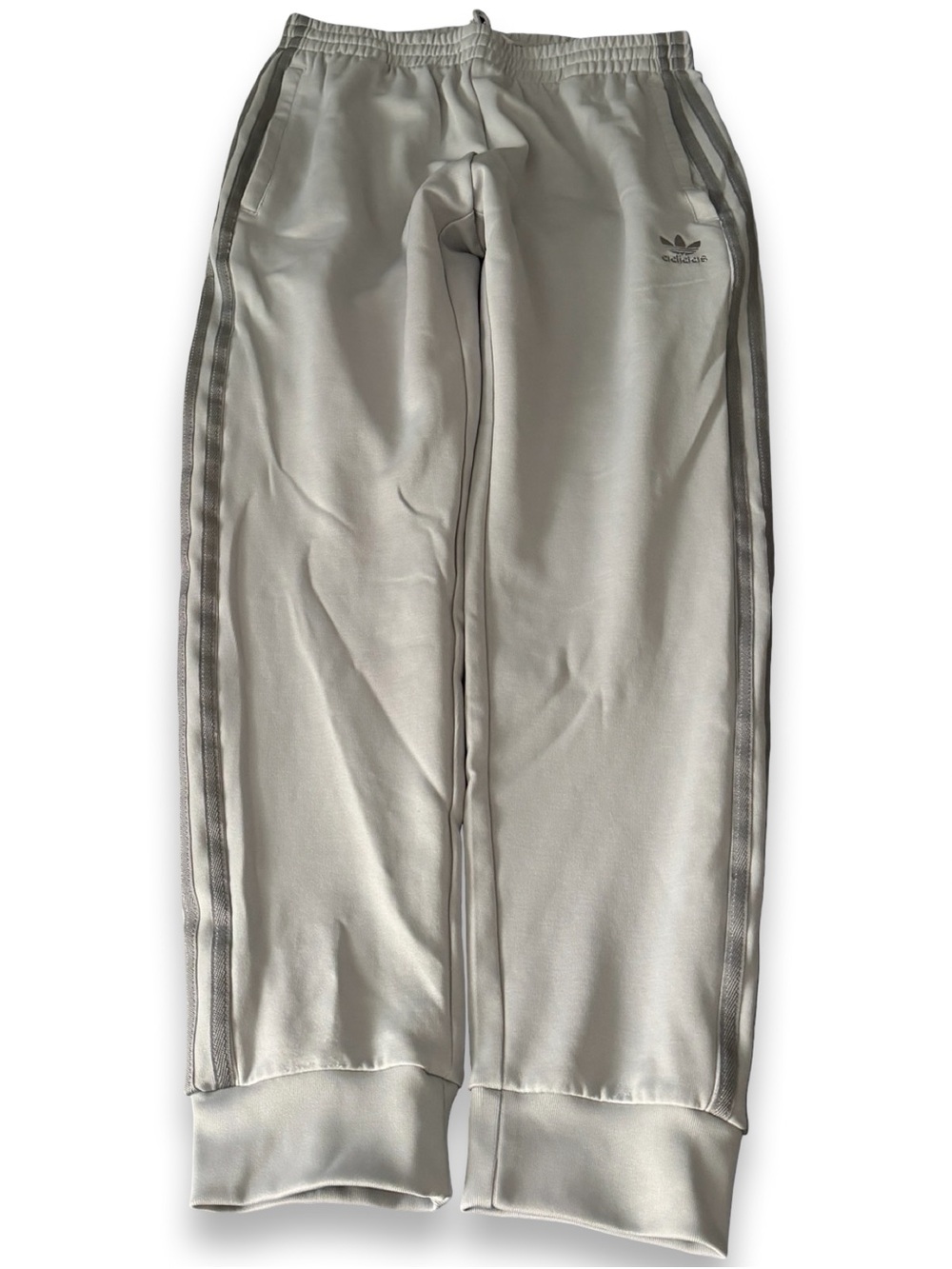 Adidas gray track pants with three stripes size M